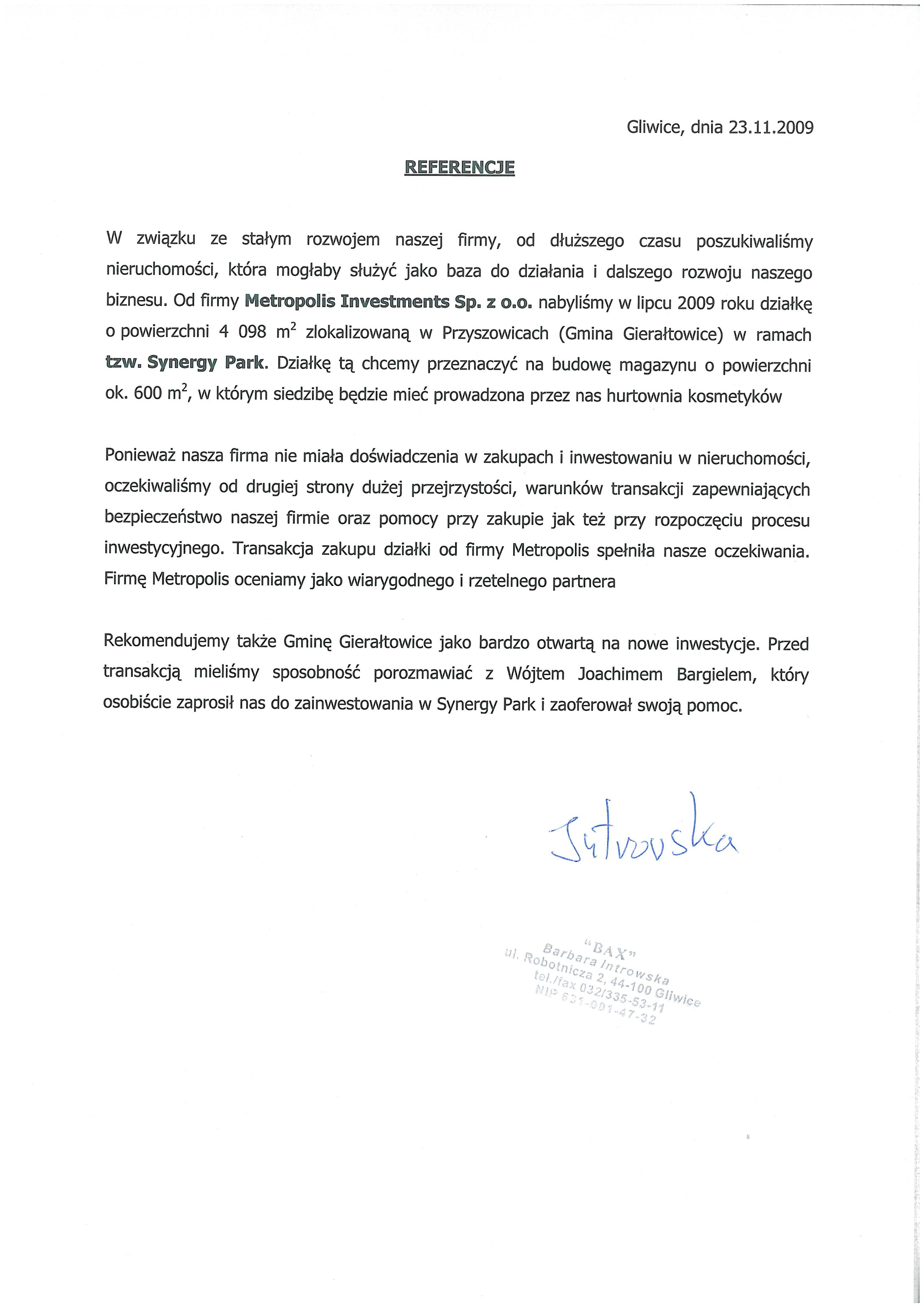 Rekomendacja — BAX Barbara Introwska