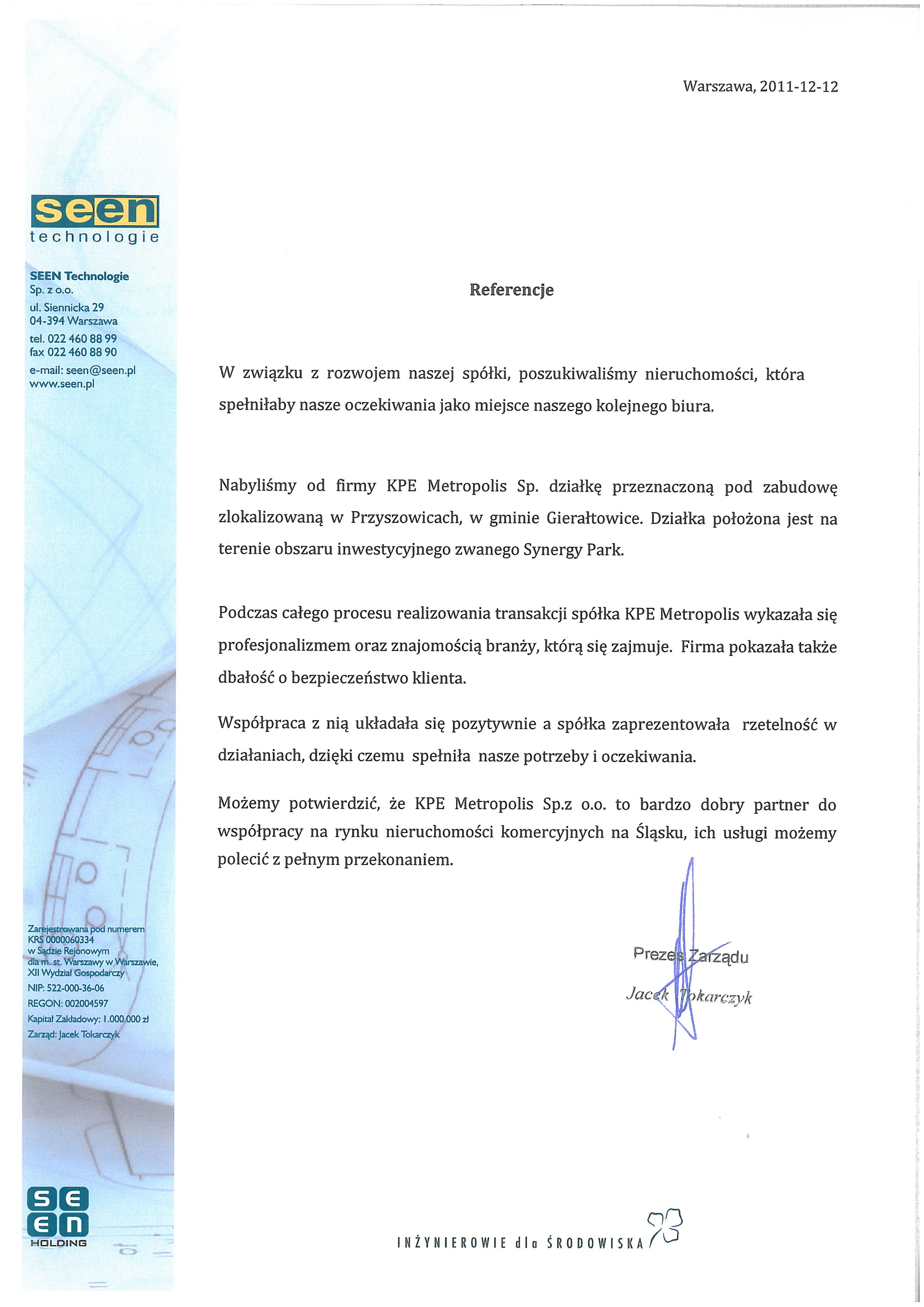 Rekomendacja — SEEN Technologie Sp. z o.o.