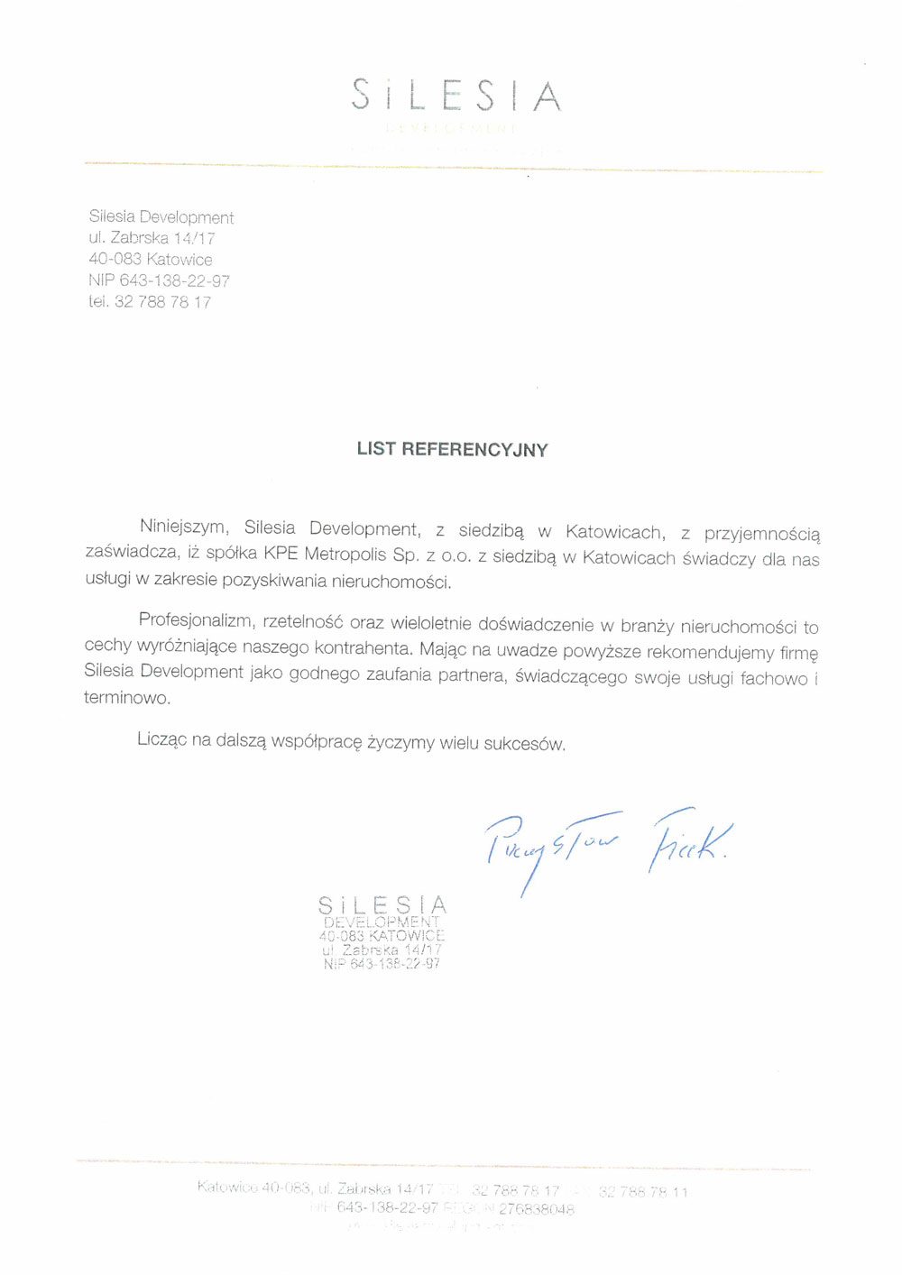 Rekomendacja — Silesia Development